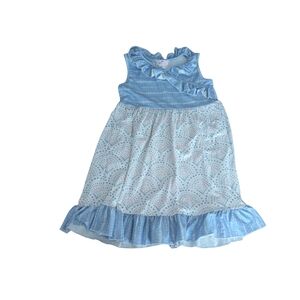 EUC Pete & Lucy Girls Small 6/6x Boho Blues Dress Ruffle Sleeveless Faux Wrap